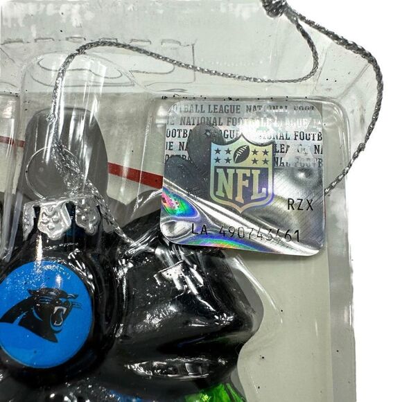 NFL Carolina Panthers Football Bell Glitter Christmas Holiday Ornaments Set of 6 - Picture 6 of 8